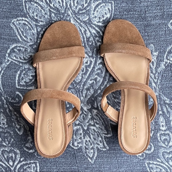 Soludos Tan Suede Double Strap Block Heel Sandals - Picture 7 of 12